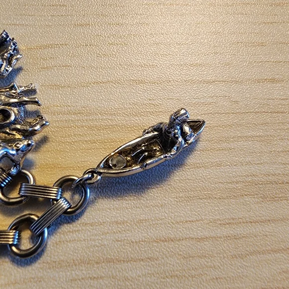 Wyoming Charm Bracelet Western Themed Nickel & Sterling Silver Charms Cowboy